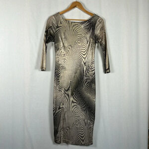 Alice + Olivia Stacey Bendet Black Gold Cocktail Dress Velvet Back Straps Small